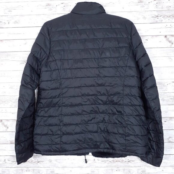 Heat Keep Womens Puffer Coat M Faux Fur Lining Black Zip Pockets CL - Picture 4 of 8
